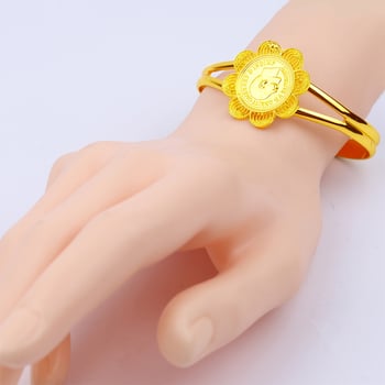 24K позлатен комплект бижута за сватба с огърлица, обици, пръстен и гривна