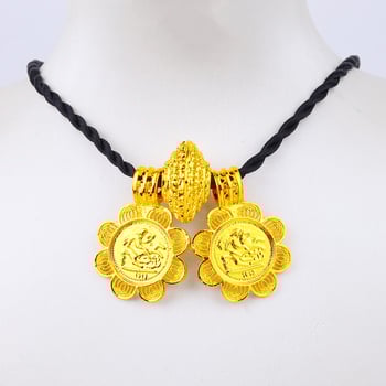 24K позлатен комплект бижута за сватба с огърлица, обици, пръстен и гривна