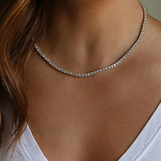 Ženski minimalistički ogrlica s cirkonima, lančić za ključnu kost, podesive duljine 31-40 cm, pogodna za slojevito nošenje