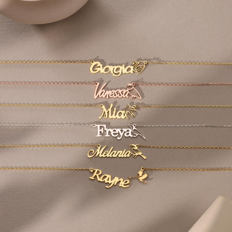 Personalizirani lančić s imenom od srebra 925, matno izrezanim slovima, unisex, križni lanac