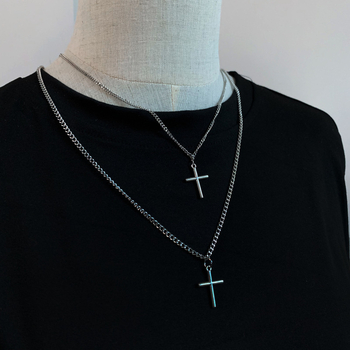 Geometrijska ogrlica s križem i uvijenim lancem, jednostavan unisex dizajn, podesiva duljina 21–50 cm, legura nakit
