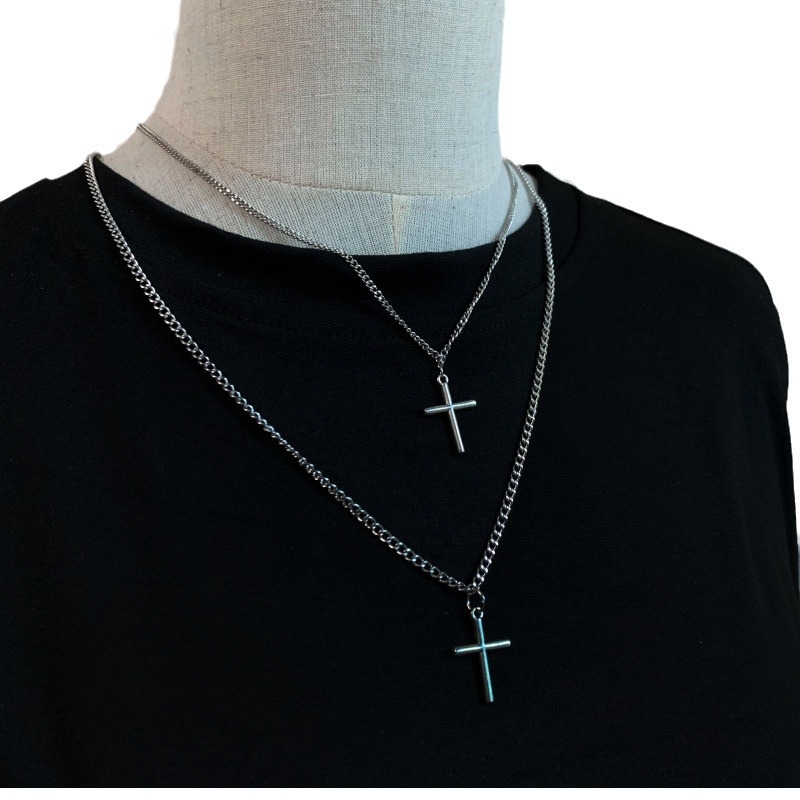 Geometrijska ogrlica s križem i uvijenim lancem, jednostavan unisex dizajn, podesiva duljina 21–50 cm, legura nakit
