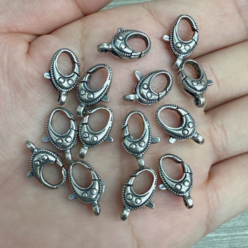 Сребърна пружинна закопчалка за DIY бижута, лобстер закопчалка и свързващи елементи за гривни и колие