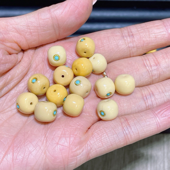 Барел мъниста с инкрустирано злато и жадеит за DIY гривни и колие, 9.5 мм, ръчна изработка