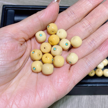 Барел мъниста с инкрустирано злато и жадеит за DIY гривни и колие, 9.5 мм, ръчна изработка