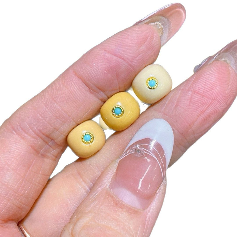 Барел мъниста с инкрустирано злато и жадеит за DIY гривни и колие, 9.5 мм, ръчна изработка