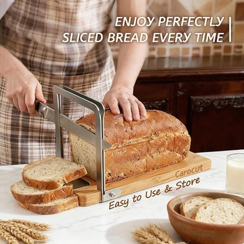 Drvena daska za rezanje kruha, podesiva, držač za tost i pecivo, kuhinjski dodatak
