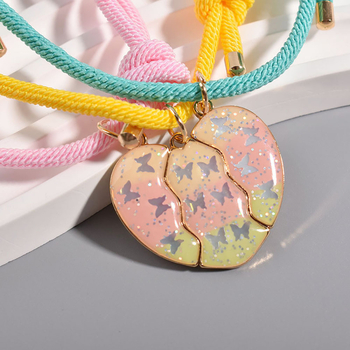 Комплект от три магнитни гривни с форма на сърце, стил Милано въже, за жени – подарък за приятелство между най-добрите приятелки