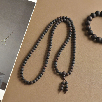 Гривна от агарово дърво с 108 мъниста, унисекс дървено бижу