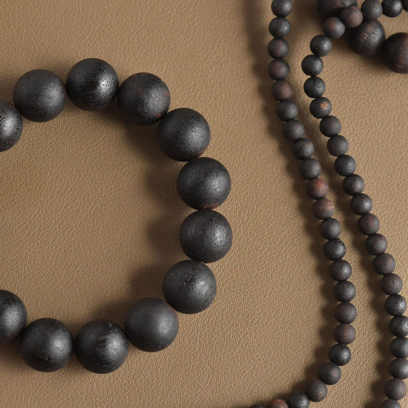 Гривна от агарово дърво с 108 мъниста, унисекс дървено бижу