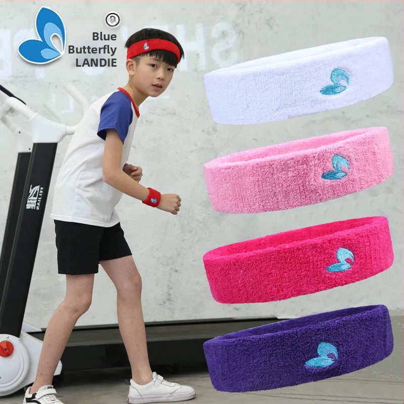 Памучна детска лента за глава с бродерия – абсорбираща потта, за момчета и момичета, подходяща за бягане, танци и колоездене