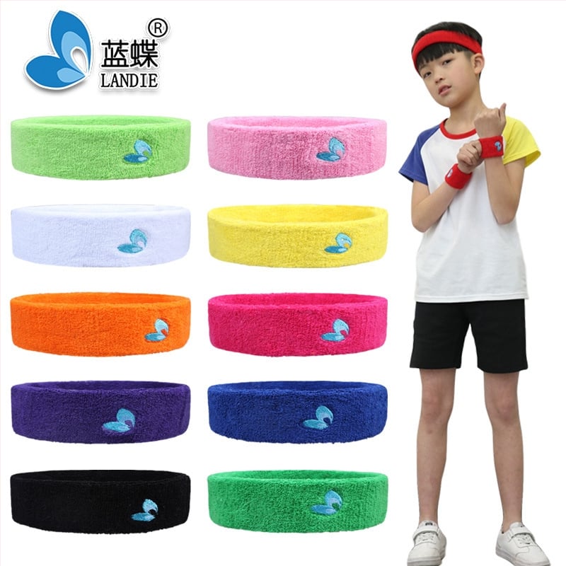 Памучна детска лента за глава с бродерия – абсорбираща потта, за момчета и момичета, подходяща за бягане, танци и колоездене