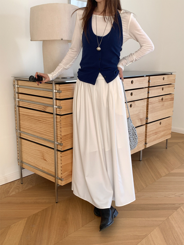 Ženski dvodijelni set u korejskom stilu: top s blok bojom i halter ovratnikom te majica s dugim rukavima
