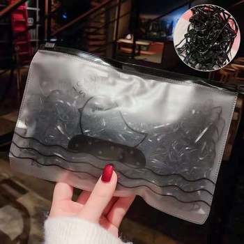 Черна ластичка за коса с малък кръг, висока еластичност, устойчива и щади косата, с малка кожена кутия, за деца