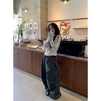 Печатена cropped дамска тениска с дълъг ръкав, стил Vintage chic, тънък силует, есен 2022