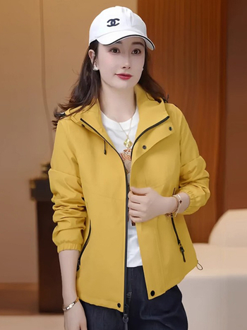Ženska jakna s kapuljačom za jesen/zimu, uski kroj, korejski stil radnog odijevanja