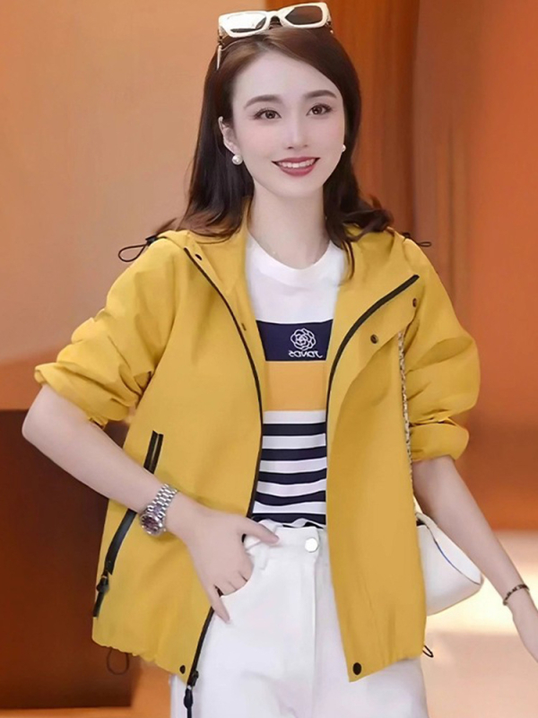 Ženska jakna s kapuljačom za jesen/zimu, uski kroj, korejski stil radnog odijevanja