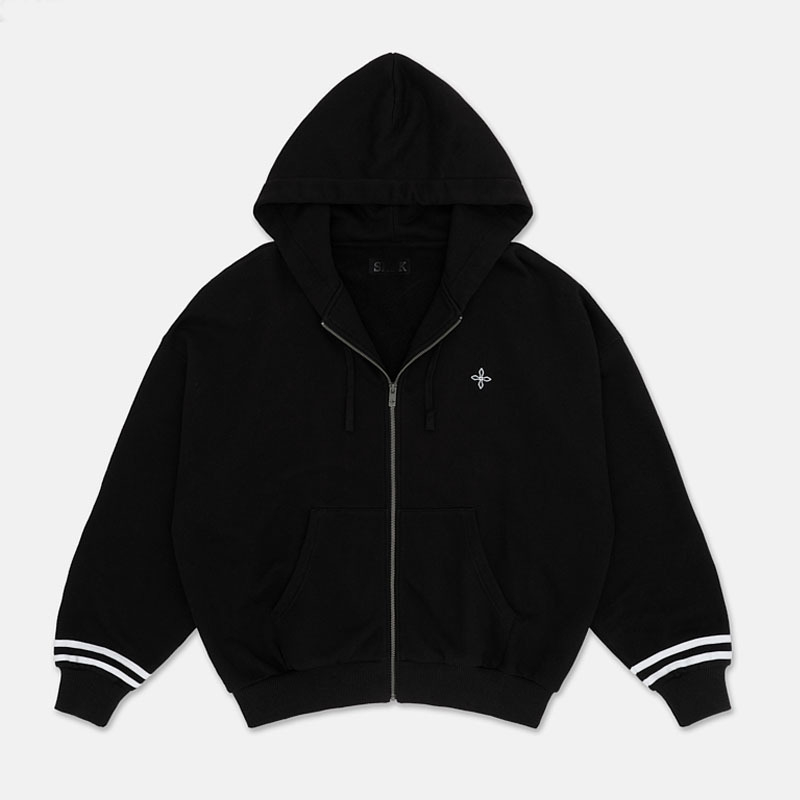 Zimski oversize hoodie kardigan ASMK Night Flower Campus, pamuk, pruge, sportski stil, s kapuljačom