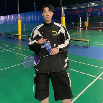 2024 пролетна колекция: съвместна линия B, класическа футболна ветровка с принт на буква на гърба и стояща яка