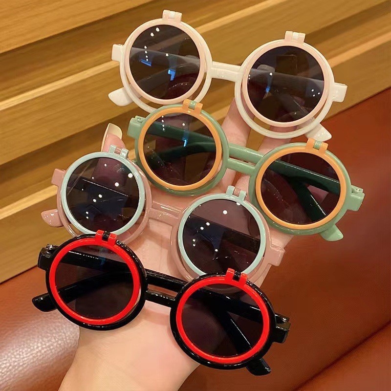 Dječje sunčane naočale s preklopnom igračkom, unisex, okrugli okvir, UV400