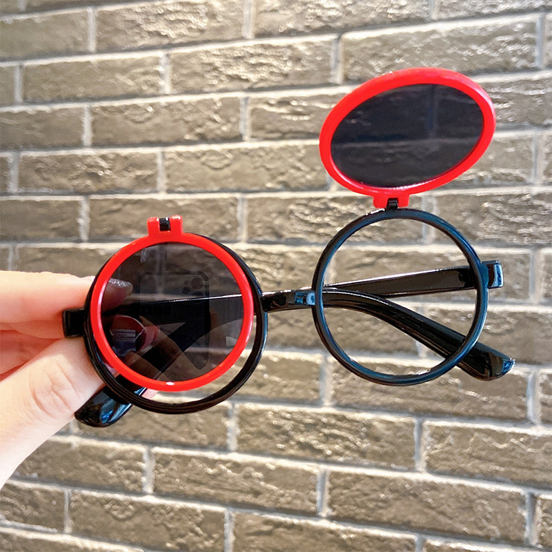 Dječje sunčane naočale s preklopnom igračkom, unisex, okrugli okvir, UV400