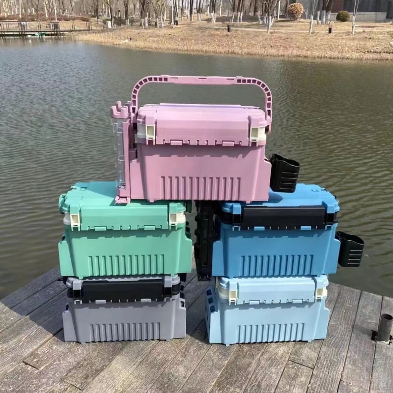 Мултифункционална кутия за примамки за риболов, с държач за пръчки, външна кутия за риболовни принадлежности, голям капацитет