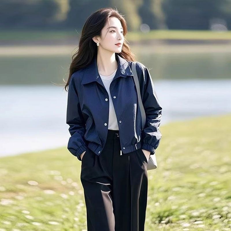 2025 дамска ветровка за слоеве — синя, универсална и стилна