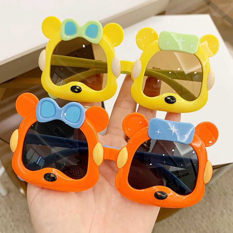 Детски слънчеви очила с форма на мечка, UV защита, сладък kawaii стил за снимки на бебета