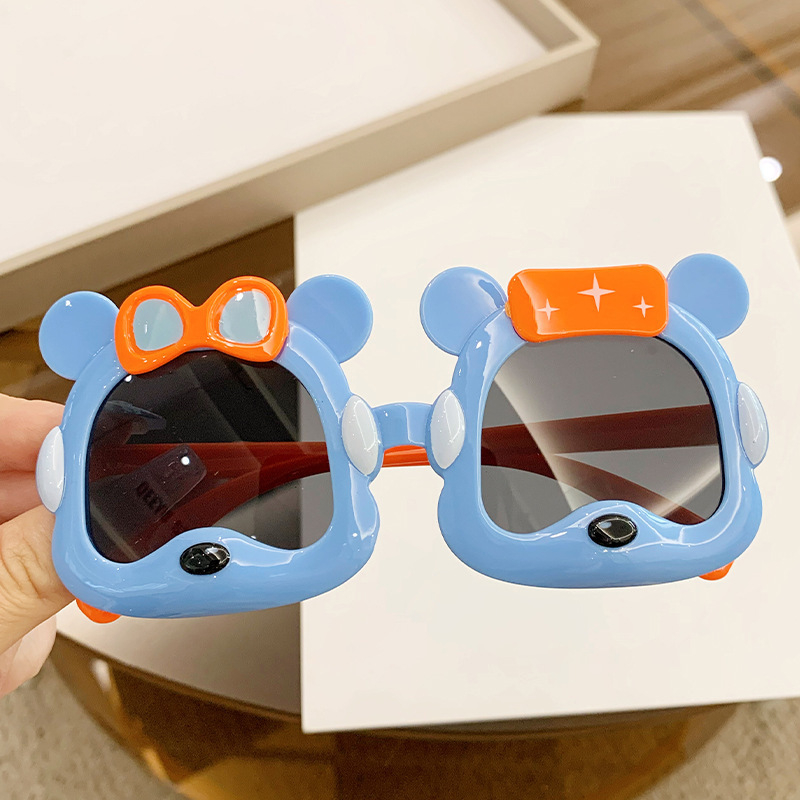 Детски слънчеви очила с форма на мечка, UV защита, сладък kawaii стил за снимки на бебета