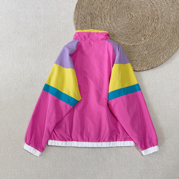 Бродирано цветово-блокирано лятно дамско яке за защита от слънцето, свободна кройка, подплатено