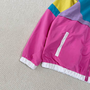 Бродирано цветово-блокирано лятно дамско яке за защита от слънцето, свободна кройка, подплатено