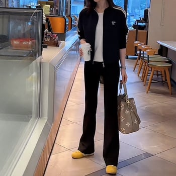 2025 популярен къс бейзболно яке с три ленти за жени, тънък модел за пролет, свободна кройка, спортен стил