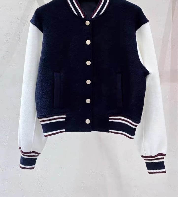 Елегантно френско бейсболно яке със стойкова яка за есенно-зимния сезон 2025, спортно-ежедневно облекло