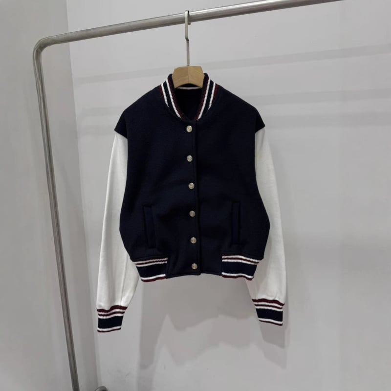 Елегантно френско бейсболно яке със стойкова яка за есенно-зимния сезон 2025, спортно-ежедневно облекло
