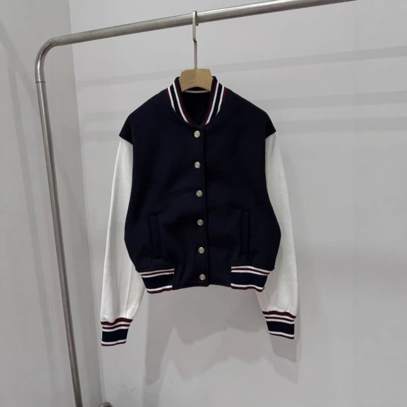 Елегантно френско бейсболно яке със стойкова яка за есенно-зимния сезон 2025, спортно-ежедневно облекло