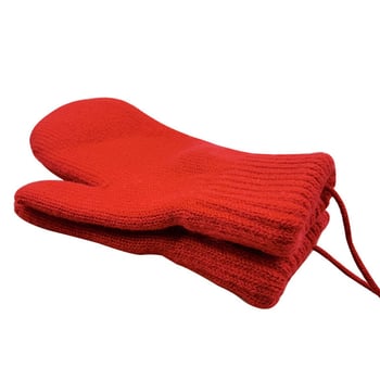 Детски плетени ръкавици за есен и зима, едноцветни, акрилни, топли и удобни, с връзка