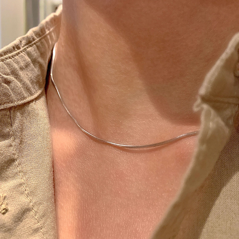 Minimalistička ogrlica s lancem od zmijske kosti, unisex, korejski stil, kratka dužina za ključnu kost, europsko-američki trend