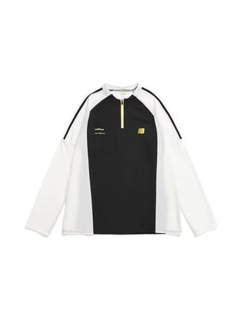 2025 Αμερικανικού στυλ φούτερ με χρωματικά μπλοκ, ράγκλαν μανίκια, στρογγυλός λαιμός, unisex, ρετρό αθλητικό ένδυμα