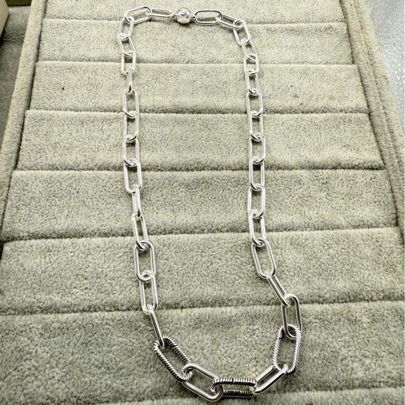 Panjia vintage ogrlica od bijelog bakra sa slojem srebra, privjesak za klavikulu, europski stil