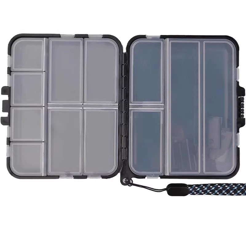 Кутия за съхранение на куки и примамки за риболов, преносима двуетажна кутия за мини примамки и блестящи елементи