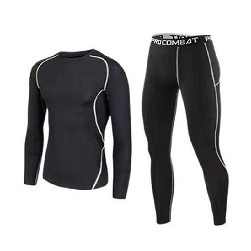 Set de fitness de iarnă unisex: tricou cu mâneci lungi, căptușit cu fleece pentru baschet și fotbal, pantaloni de bază pentru adulți și copii