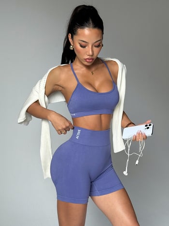 Женски спортен комплект за йога и тренировки на открито: бързосъхнещи къси панталони и потник за колоездене през лятото