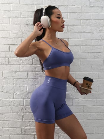 Женски спортен комплект за йога и тренировки на открито: бързосъхнещи къси панталони и потник за колоездене през лятото