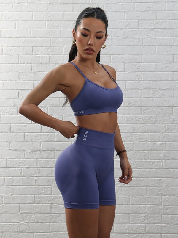 Женски спортен комплект за йога и тренировки на открито: бързосъхнещи къси панталони и потник за колоездене през лятото