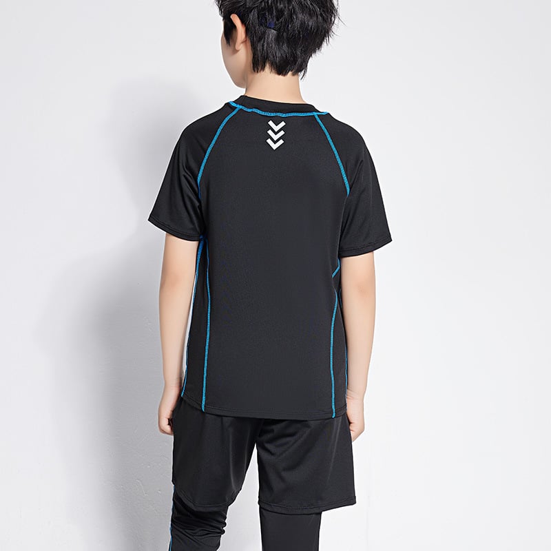 Σετ γυμναστικής για αγόρια: κοντομάνικη φανέλα με γρήγορο στέγνωμα και εφαρμοστά παντελόνια για το τρέξιμο, το μπάσκετ και το ποδόσφαιρο