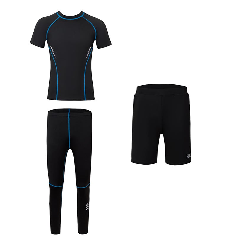 Σετ γυμναστικής για αγόρια: κοντομάνικη φανέλα με γρήγορο στέγνωμα και εφαρμοστά παντελόνια για το τρέξιμο, το μπάσκετ και το ποδόσφαιρο