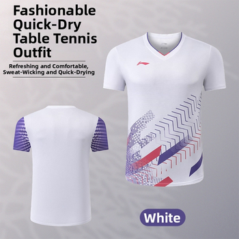 Rýchloschnúce športové oblečenie na stolný tenis a bedminton, unisex, krátke rukávy, tréningové a voľnočasové s potlačou
