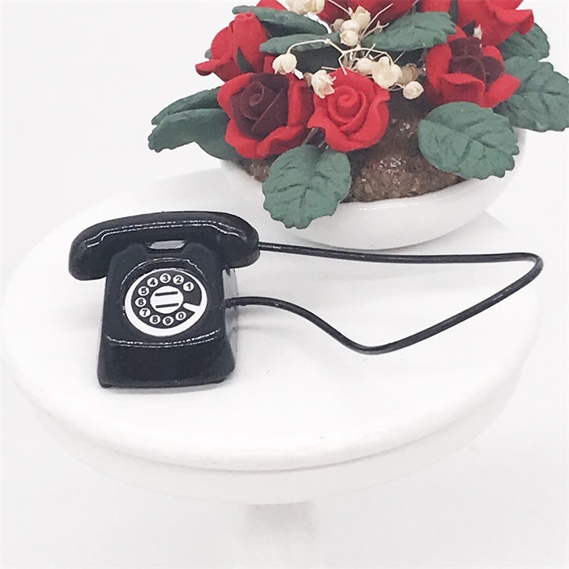 1:12 skala mini namještaj za kućicu za lutke, metalni telefon, BJD dodatak, diplomski projekt