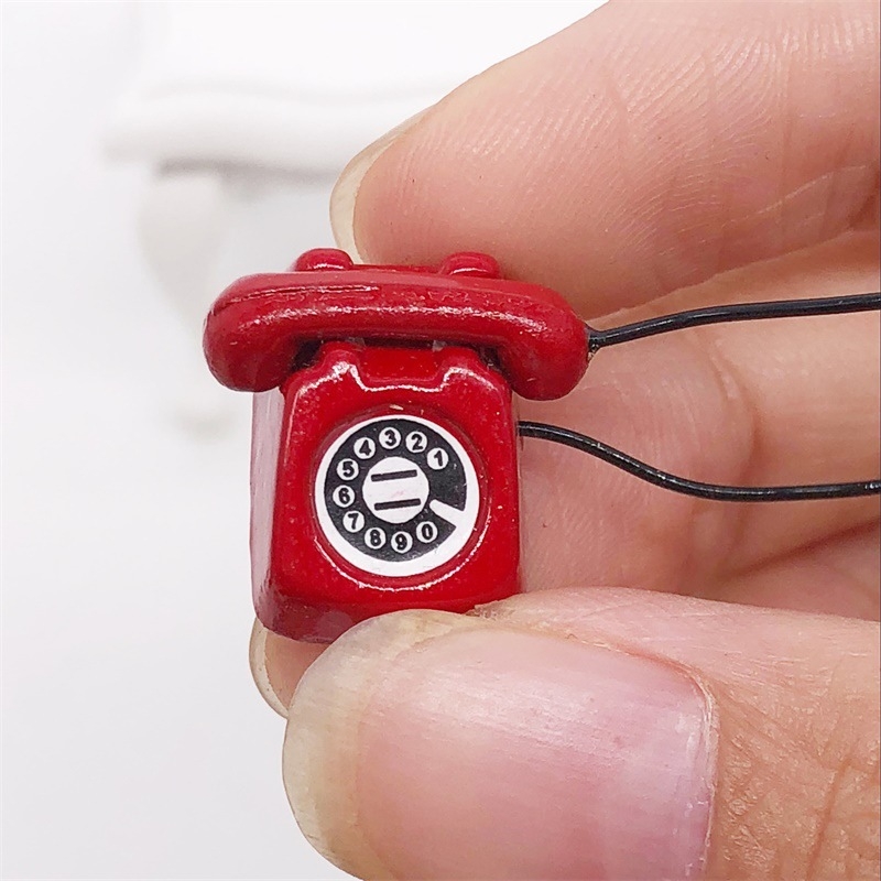 1:12 skala mini namještaj za kućicu za lutke, metalni telefon, BJD dodatak, diplomski projekt