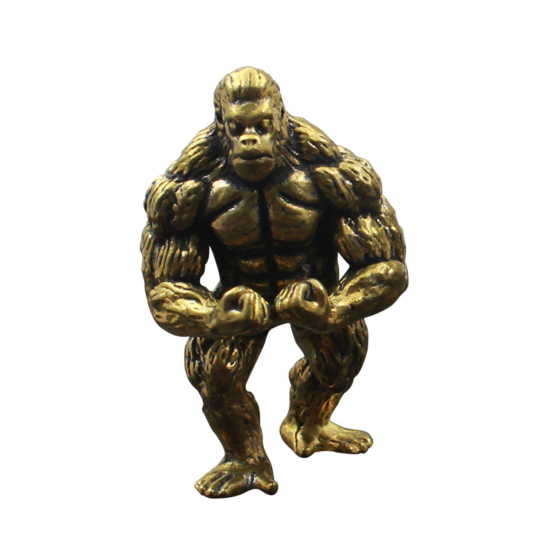 Nova mosazna orangutan skulptura – dekorativna figurica za hodnik, dnevni boravak i ured, stolni ukras, dar